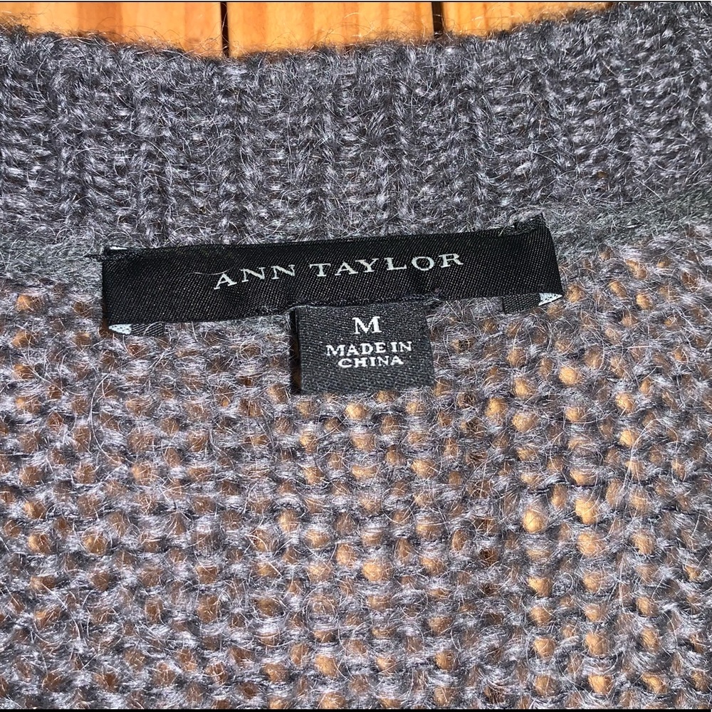 Ann Taylor Gray Mohair V Neck Long Cardigan Sweater - Picture 12 of 12